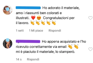 Commento reale: ho adorato il materiale, amo i riassunti ben colorati e illustrati · ho appena acquistato e l'ho ricevuto correttamente via email
