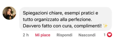 Commento reale: spiegazioni chiare, esempi pratici e tutto organizzato alla perfezione